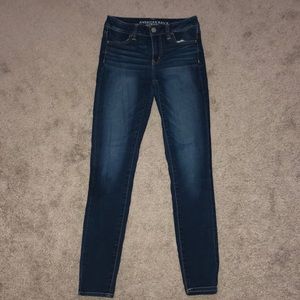 AE Dark Wash Super Stretch Hi-Rise Jegging size 4